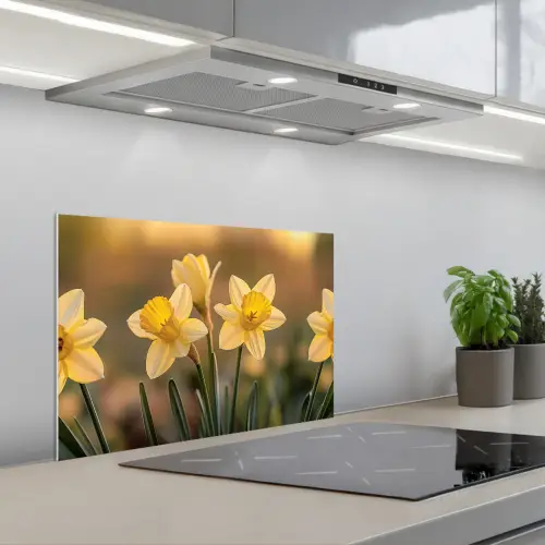 Bloemen - Geel - Wazig keuken achterwand spatscherm klein -3d_schuin