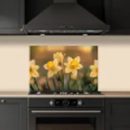 Bloemen - Geel - Wazig keuken achterwand spatscherm klein -sfeer1