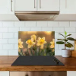 Bloemen - Geel - Wazig keuken achterwand spatscherm klein -sfeer2
