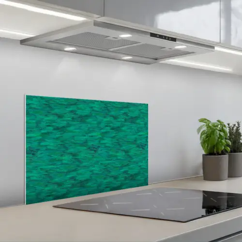 Vloeiend - Olie - Texturen - Groen keuken achterwand spatscherm klein 900 -3d_schuin