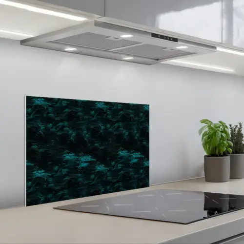 Vloeiend - Verf - Donker keuken achterwand spatscherm klein 900 -3d_schuin