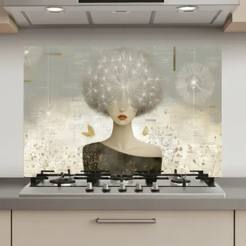 Pluis - Vrouw - Beige keuken achterwand spatscherm klein -3d_website