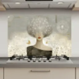 Pluis - Vrouw - Beige keuken achterwand spatscherm klein -3d_website