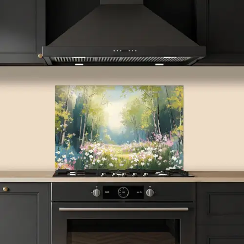 Bos - Schilderstijl - Kleurrijk keuken achterwand spatscherm klein -sfeer1