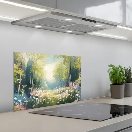 Bos - Schilderstijl - Kleurrijk keuken achterwand spatscherm klein -3d_schuin