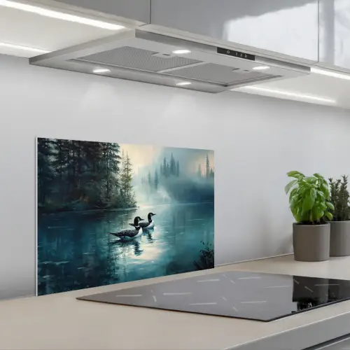 Bos - Water - Eenden - Mistig keuken achterwand spatscherm klein -3d_schuin