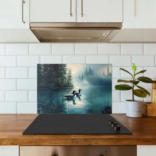 Bos - Water - Eenden - Mistig keuken achterwand spatscherm klein -sfeer2