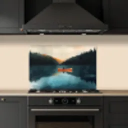 Bossen - Meer - Kano - Oranje keuken achterwand spatscherm klein -sfeer1