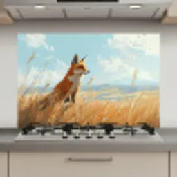 Vos - Gras - Wolken - Oranje keuken achterwand spatscherm klein -3d_website