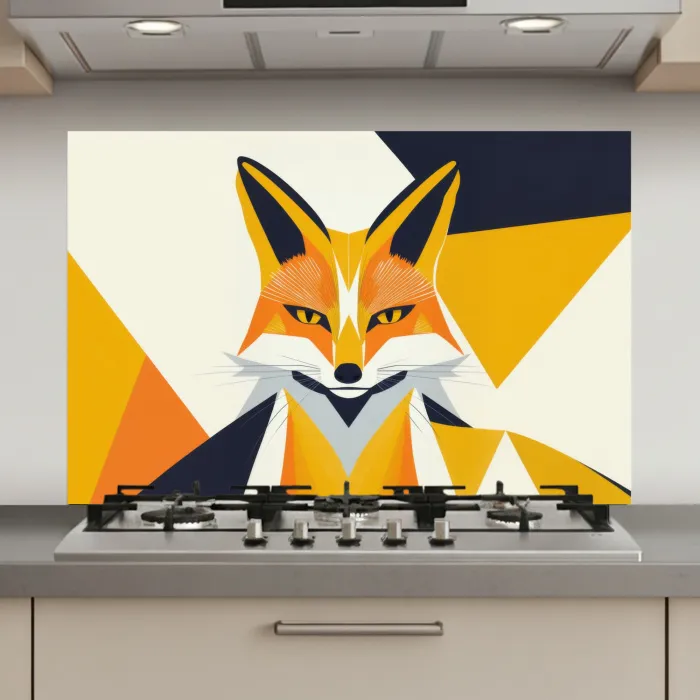 Vos - Oranje - Abstract - Driehoeken keuken achterwand spatscherm klein -3d_website