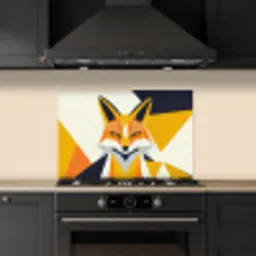 Vos - Oranje - Abstract - Driehoeken keuken achterwand spatscherm klein -sfeer1