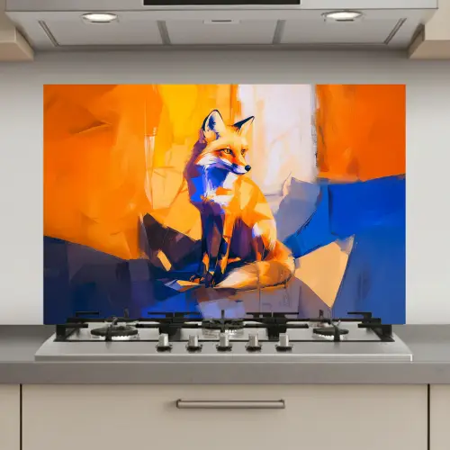 Vos - Oranje - Vormen - Abstract keuken achterwand spatscherm klein -3d_website