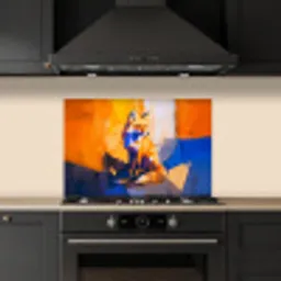 Vos - Oranje - Vormen - Abstract keuken achterwand spatscherm klein -sfeer1