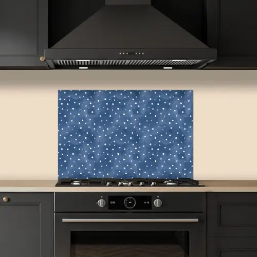 Frans - Citroen - Stippen - Wit - Blauw keuken achterwand spatscherm klein 900 -sfeer1