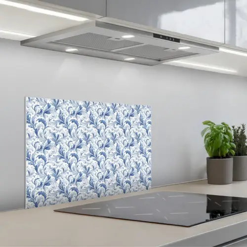 Frans - Citroen - Royaal - Bladeren - Blauw keuken achterwand spatscherm klein 900 -3d_schuin