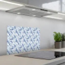 Frans - Citroen - Royaal - Bladeren - Blauw keuken achterwand spatscherm klein 900 -3d_schuin