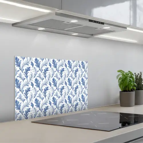 Frans - Citroen - Bladeren - Blauw keuken achterwand spatscherm klein 900 -3d_schuin
