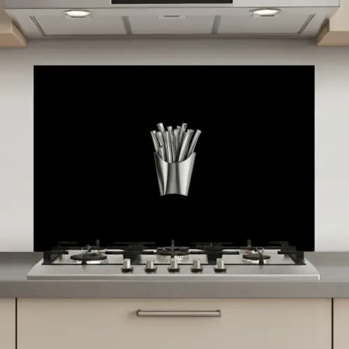 Frietjes - Futuristisch - Zilver keuken achterwand spatscherm klein -3d_website