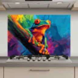 Kikker - Felgekleurd - Tak - Regenboog keuken achterwand spatscherm klein -3d_website