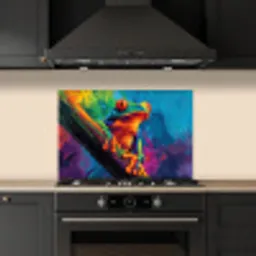 Kikker - Felgekleurd - Tak - Regenboog keuken achterwand spatscherm klein -sfeer1