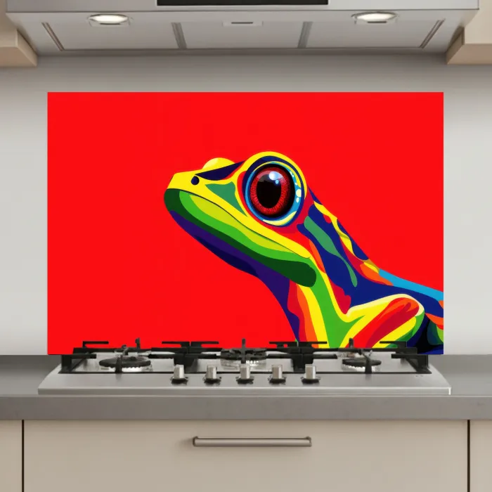 Kikker - Kleurrijk - Strepen - Ogen keuken achterwand spatscherm klein -3d_website