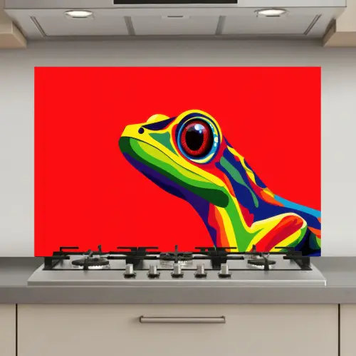 Kikker - Kleurrijk - Strepen - Ogen keuken achterwand spatscherm klein -3d_website