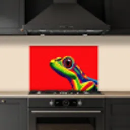 Kikker - Kleurrijk - Strepen - Ogen keuken achterwand spatscherm klein -sfeer1