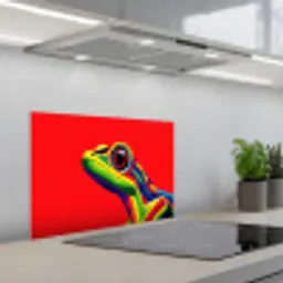 Kikker - Kleurrijk - Strepen - Ogen keuken achterwand spatscherm klein -3d_schuin
