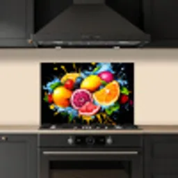 Fruit - Graffiti - Kleurrijk - Sinaasappel - Aardbei - Abstract keuken achterwand spatscherm klein -sfeer1