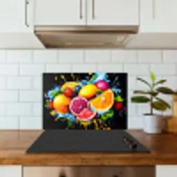 Fruit - Graffiti - Kleurrijk - Sinaasappel - Aardbei - Abstract keuken achterwand spatscherm klein -sfeer2
