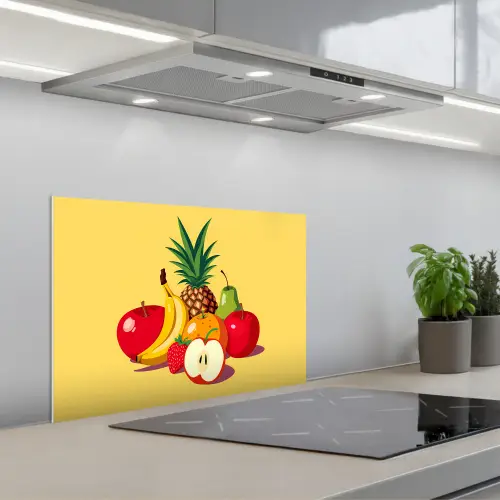 Fruit - Illustratie - Kleurrijk keuken achterwand spatscherm klein -3d_schuin
