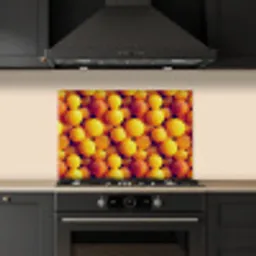 Vrucht - Waterdruppels - Oranje keuken achterwand spatscherm klein 900 -sfeer1