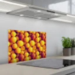 Vrucht - Waterdruppels - Oranje keuken achterwand spatscherm klein 900 -3d_schuin