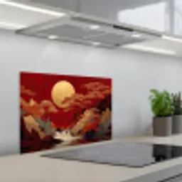 Volle maan - Landschap - Waterval keuken achterwand spatscherm klein -3d_schuin