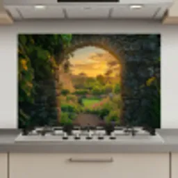 Poort - Planten - Zonsondergang keuken achterwand spatscherm klein -3d_website