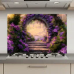 Poort - Paars - Bloemen keuken achterwand spatscherm klein -3d_website