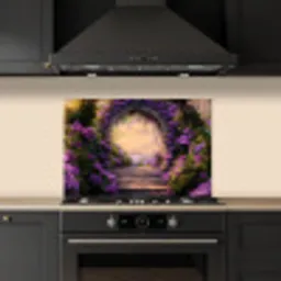 Poort - Paars - Bloemen keuken achterwand spatscherm klein -sfeer1