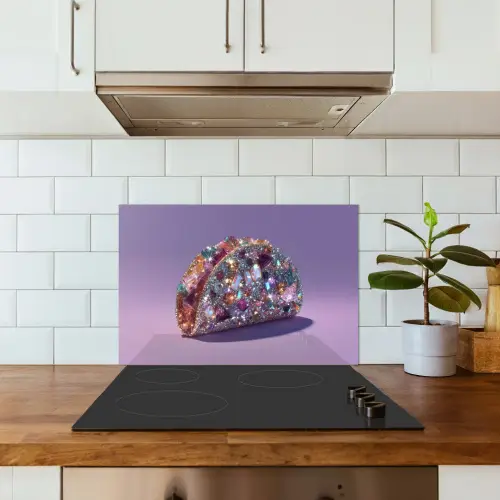 Edelstenen - Glitters - Paars - Kleurrijk keuken achterwand spatscherm klein -sfeer2