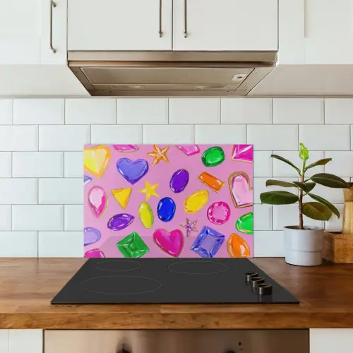 Edelstenen - Vormen - Hartje - Kleurrijk keuken achterwand spatscherm klein -sfeer2