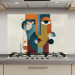 Geometrisch - Strakke vormen - Kleurrijk keuken achterwand spatscherm klein -3d_website