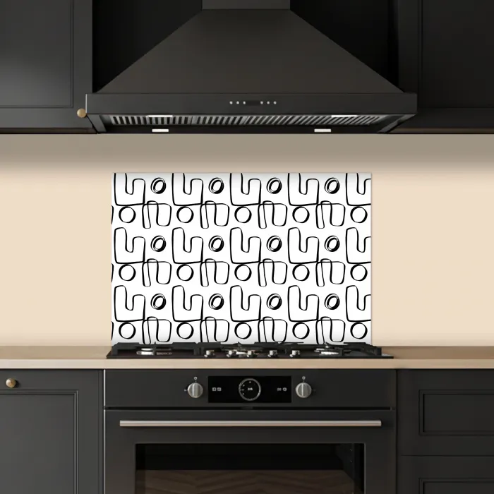 Geometrie - Zwart - Wit keuken achterwand spatscherm klein 900 -sfeer1