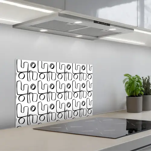 Geometrie - Zwart - Wit keuken achterwand spatscherm klein 900 -3d_schuin
