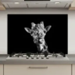 Giraffe - Dier - Zwart - Wit keuken achterwand spatscherm klein -3d_website