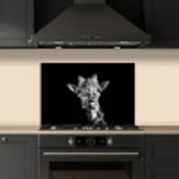 Giraffe - Dier - Zwart - Wit keuken achterwand spatscherm klein -sfeer1