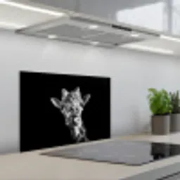 Giraffe - Dier - Zwart - Wit keuken achterwand spatscherm klein -3d_schuin