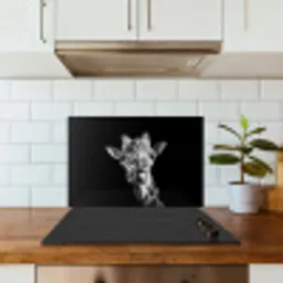 Giraffe - Dier - Zwart - Wit keuken achterwand spatscherm klein -sfeer2
