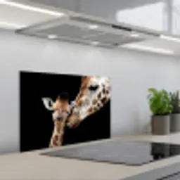 Giraffe - Dieren - Zwart - Portret - Dieren keuken achterwand spatscherm klein -3d_schuin