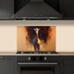 Giraf - Bruin - Abstract - Geschilderd keuken achterwand spatscherm klein -sfeer1