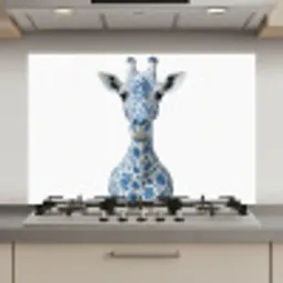 Giraffe - Delfts blauw - Dieren - Minimalistisch keuken achterwand spatscherm klein -3d_website