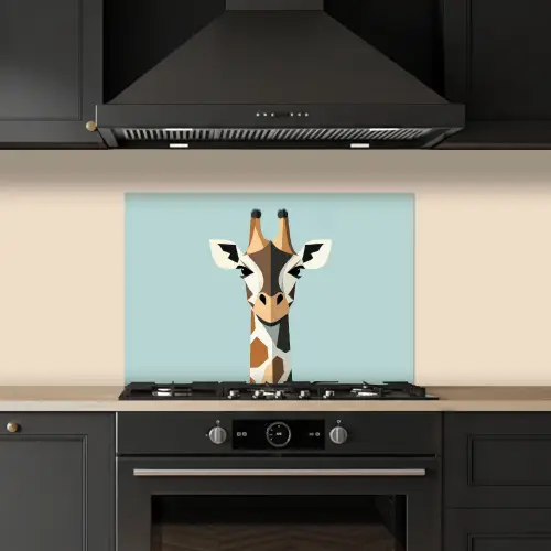 Giraffe - Illustratie - Bruin - Minimalistisch keuken achterwand spatscherm klein -sfeer1